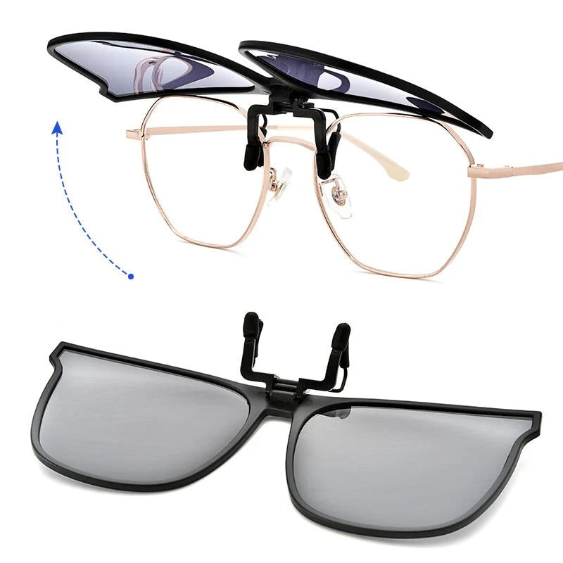 New polarized clip-on flip-up sunglasses