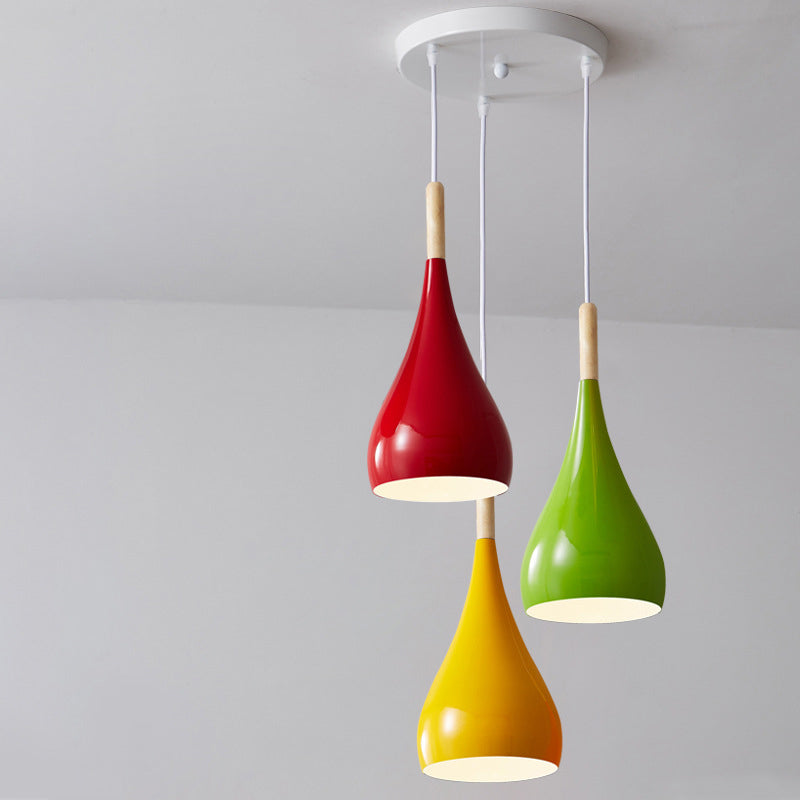BowLift | Nordic Iron Wood Aluminum Pumpkin Water Drop 1-Light Pendant Light for Dining Room