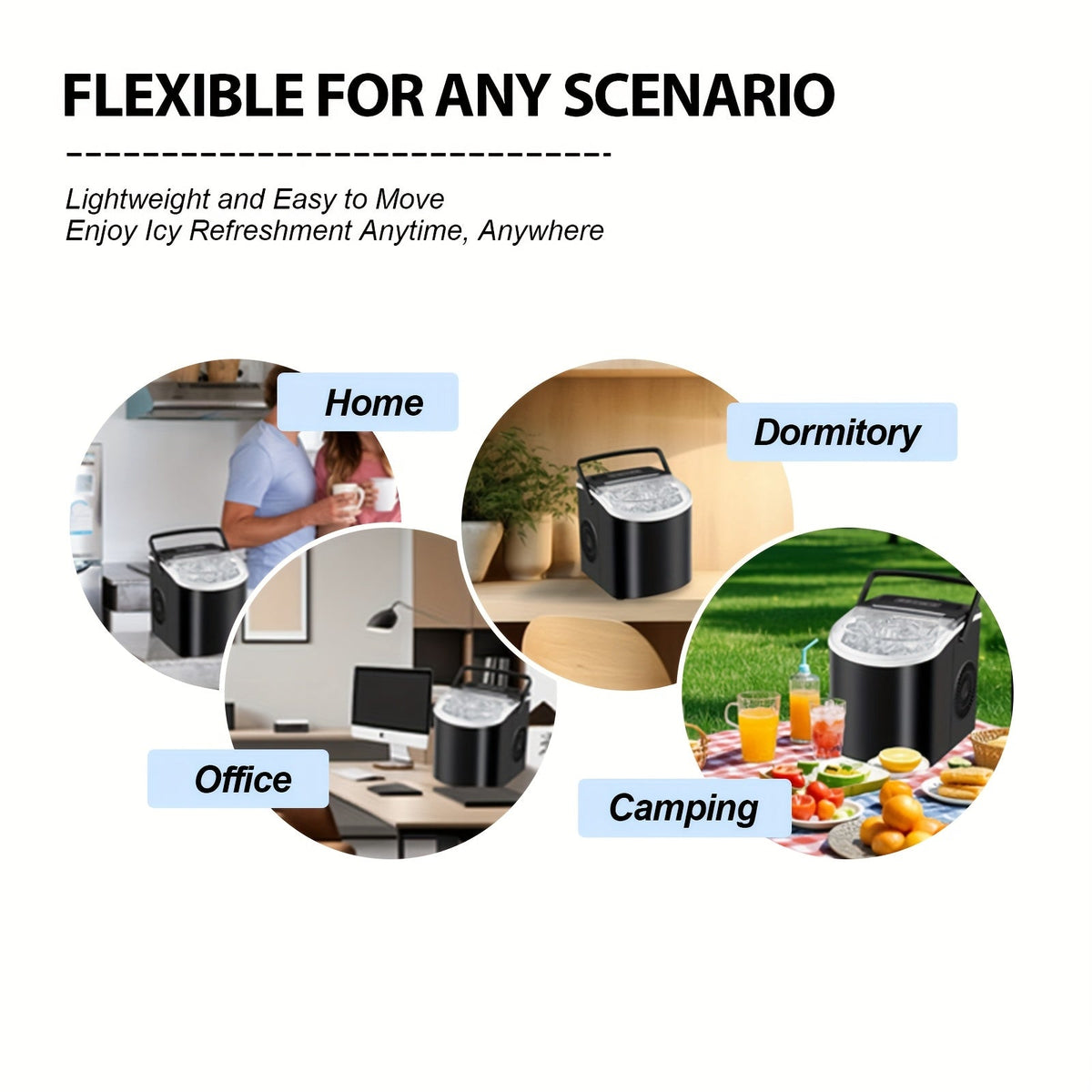 Compact Ice Maker | Portable Countertop Ice Machine with Fast Production | Ideal for Home and Office
