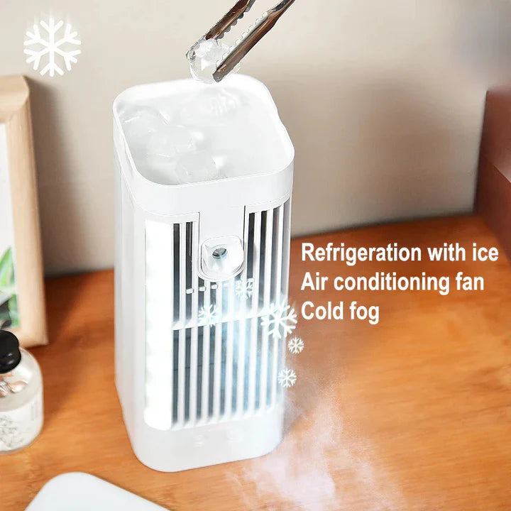 Compact Mini Desk Fan with Spray Cooling & Quiet Operation | USB-Powered for Instant Relief