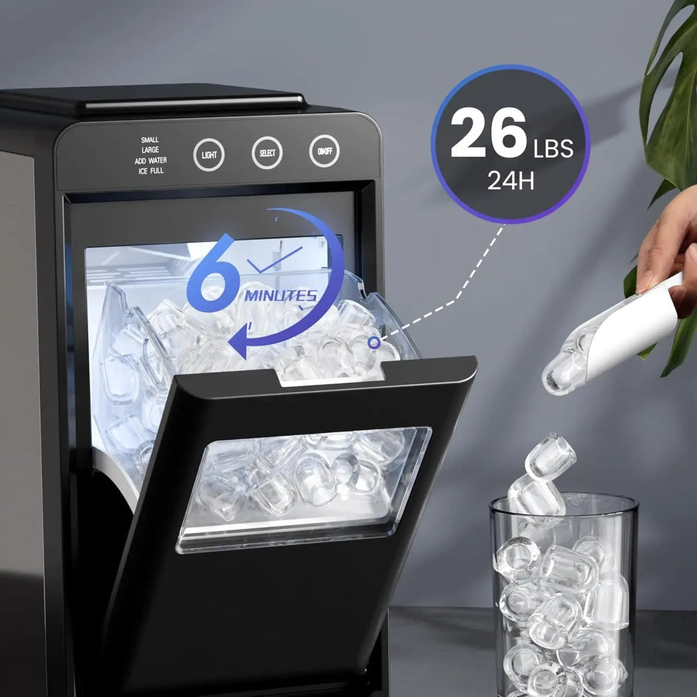 Compact Portable Ice Maker | Fast Ice Production with Self-Cleaning Feature for Home and Office