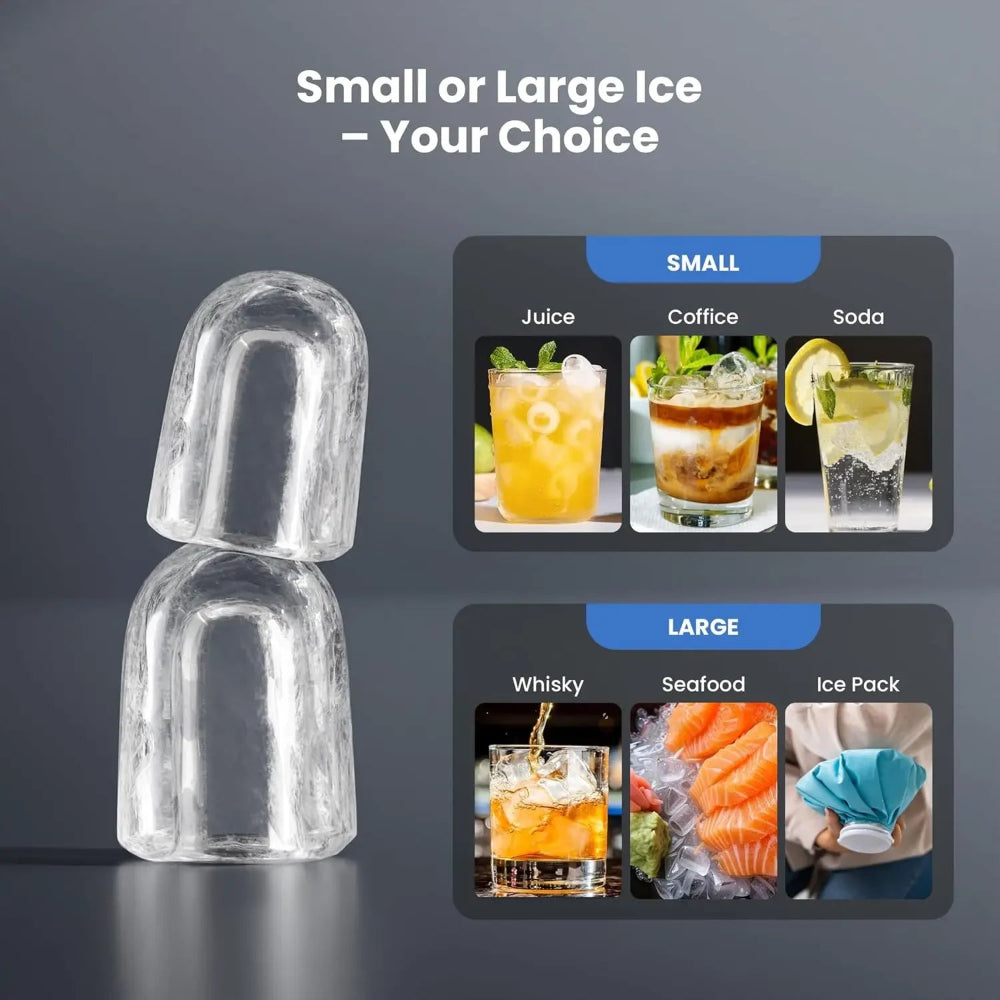 Compact Portable Ice Maker | Fast Ice Production with Self-Cleaning Feature for Home and Office
