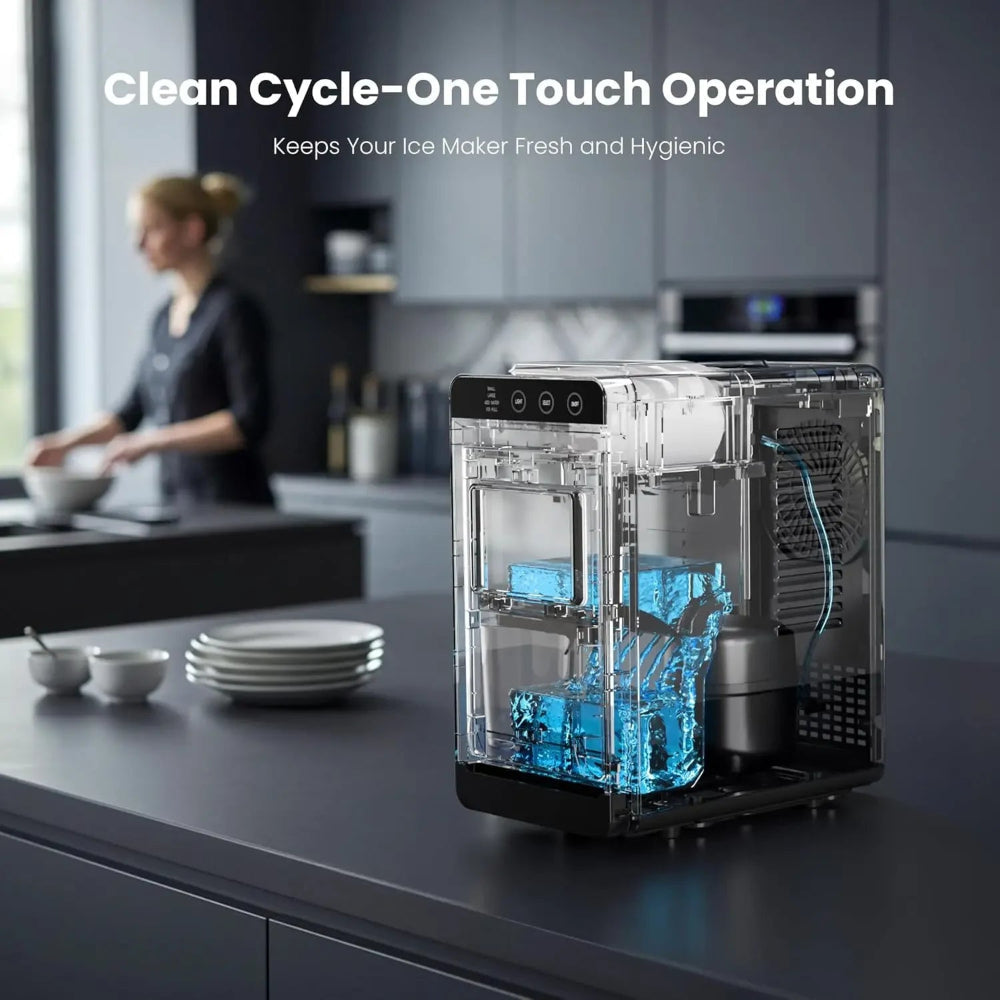 Compact Portable Ice Maker | Fast Ice Production with Self-Cleaning Feature for Home and Office