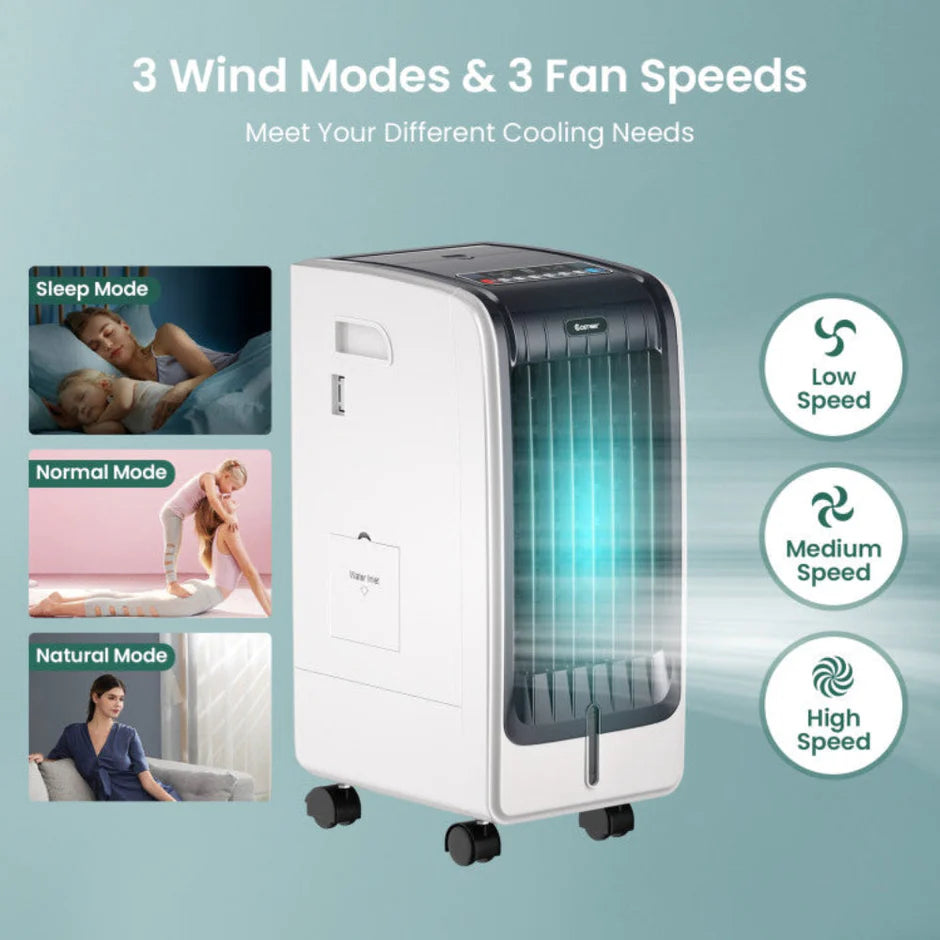 Cooling Breeze | Portable Air Conditioner with 3 Speed Settings & Timer | Efficient Evaporative Cooler for Comfort