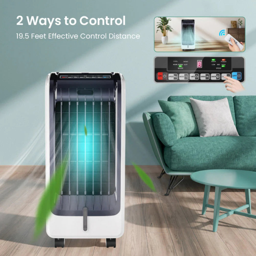 Cooling Breeze | Portable Air Conditioner with 3 Speed Settings & Timer | Efficient Evaporative Cooler for Comfort