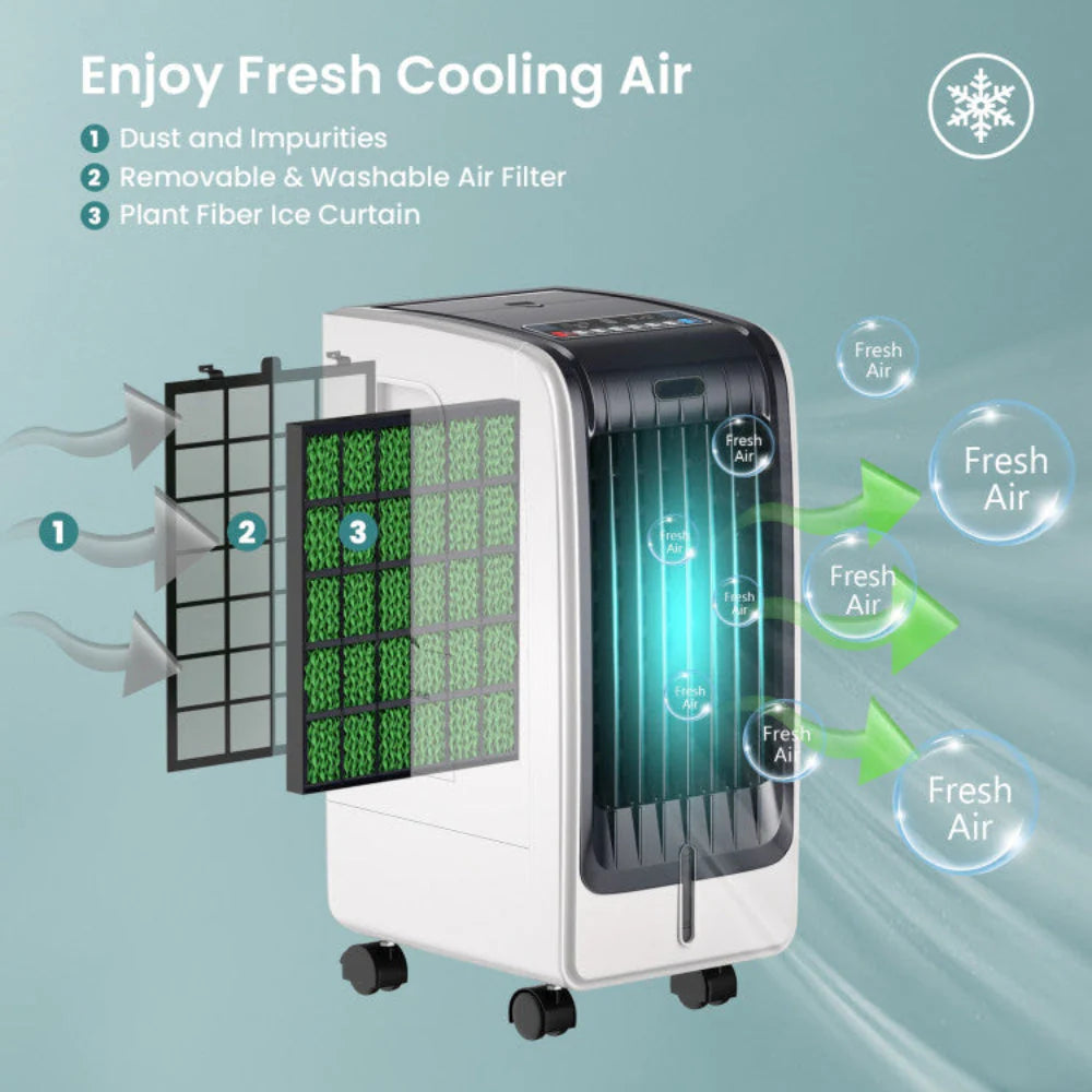 Cooling Breeze | Portable Air Conditioner with 3 Speed Settings & Timer | Efficient Evaporative Cooler for Comfort