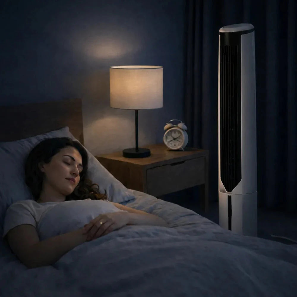 Cooling Breeze | Portable Air Cooler Tower Fan with Quiet Operation | Slim Design for Space-Saving Comfort