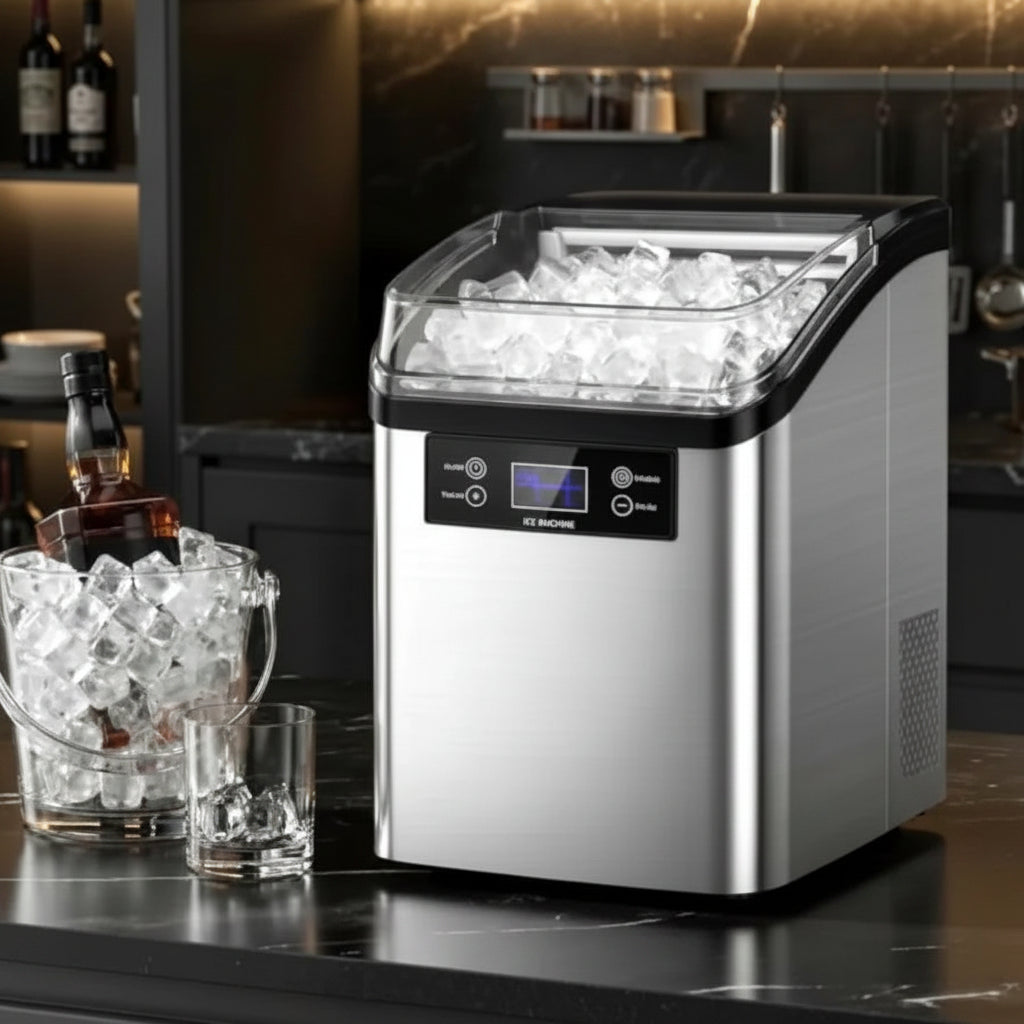 Countertop Ice Maker | Automatic Ice Cube Maker with Large Capacity | Compact Design for Quick Refreshments