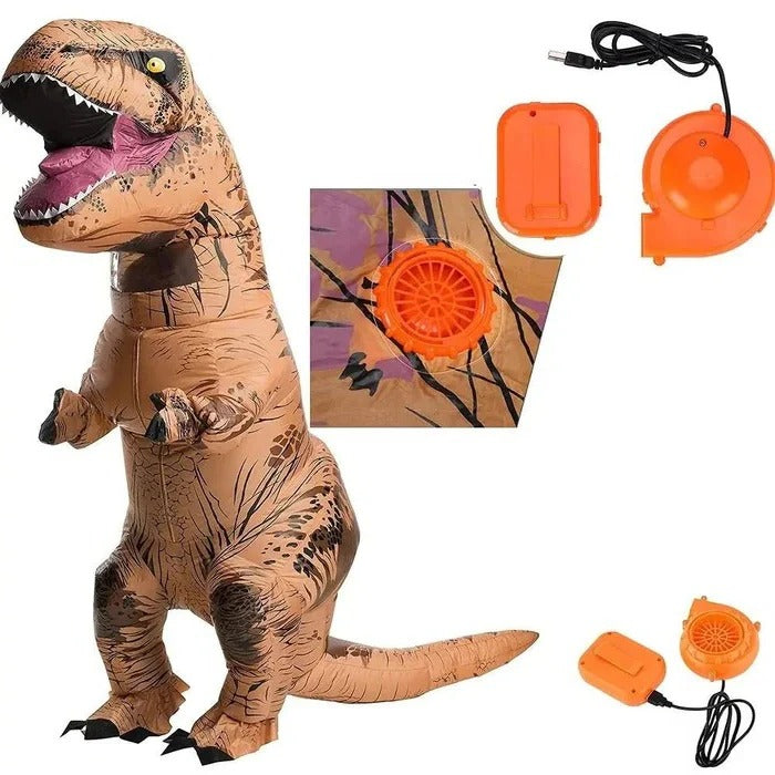 Halloween Costume for Adults, Inflatable Costume with Built In Blower Fan, Blow Up T Rex Dino Costume for Parties