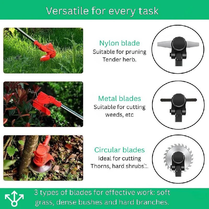 Garden Pro | 21V Cordless Brush Cutter with Adjustable Handle & 90° Rotatable Head for Effortless Trimming