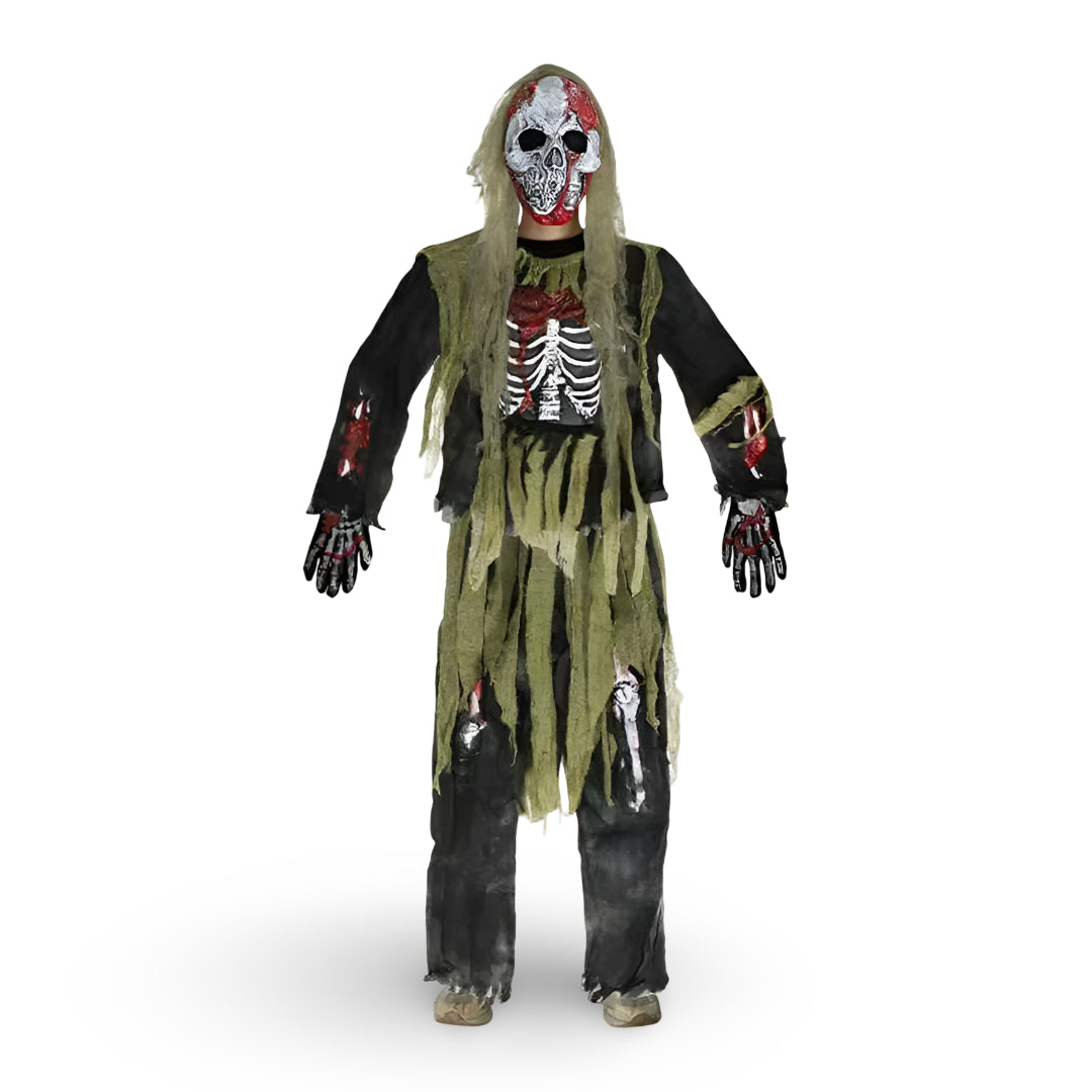 Halloween Skeleton Zombie Costume Set with Mask | Spooky Look for Kids