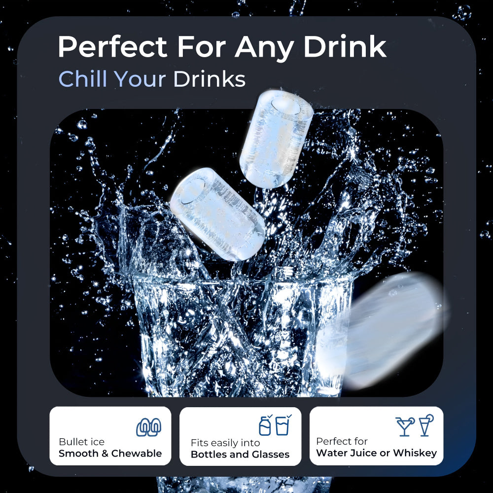 Portable Ice Maker | Countertop Bullet Ice Machine with Fast Production | Compact Design for Home and Outdoor Use