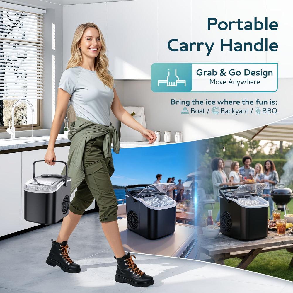 Portable Ice Maker | Countertop Bullet Ice Machine with Fast Production | Compact Design for Home and Outdoor Use