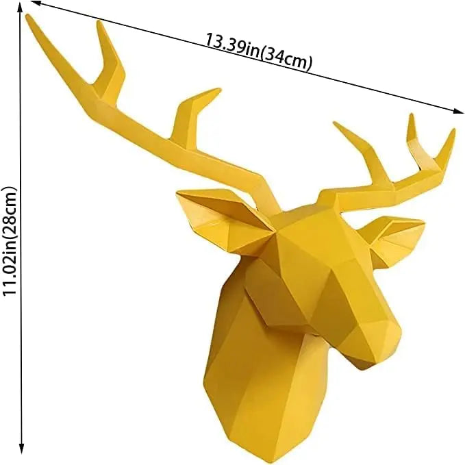 3D-Deer Head Sculpture, geometric resin, animal deer head wall decoration, modern home decor, luxurious decorative wall decor