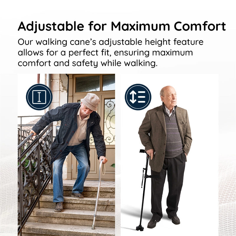 Unisex Foldable Walking Cane with LED Light & Non-Slip Base