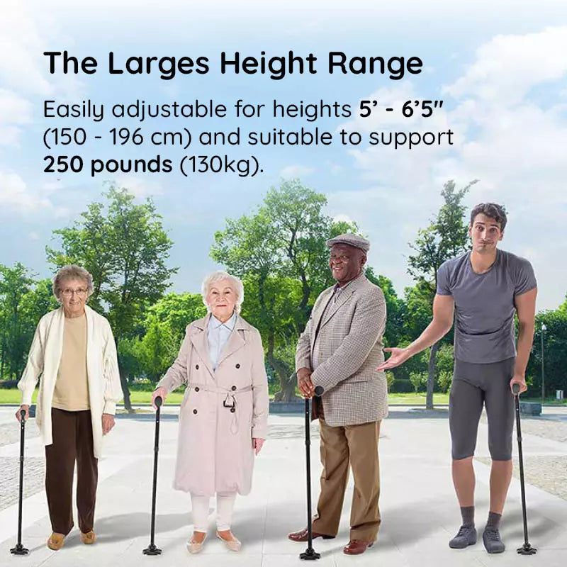 Unisex Foldable Walking Cane with LED Light & Non-Slip Base