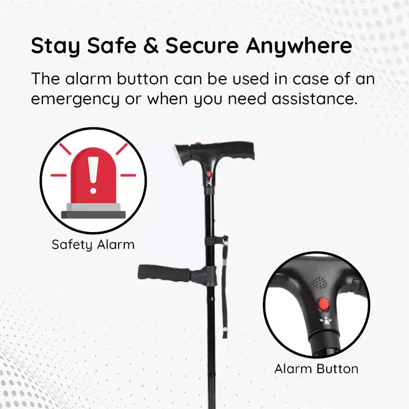 Unisex Foldable Walking Cane with LED Light & Non-Slip Base