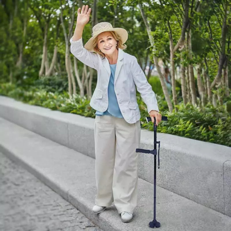 Unisex Foldable Walking Cane with LED Light & Non-Slip Base