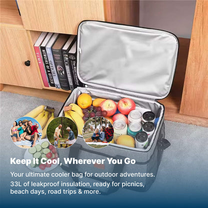 BowLift | 33L Waterproof Cooler Bag | Insulated, Spacious &amp; Ideal for Picnics, Beach Days, Hiking, and Outdoor Activities