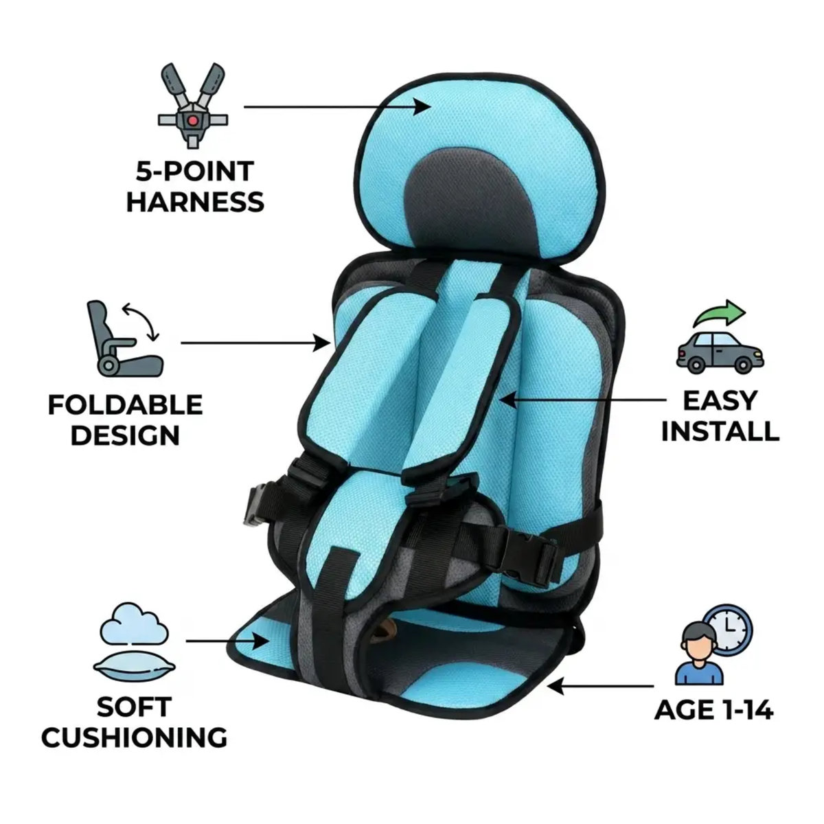 Portable &amp; Foldable Child Car Booster Seat