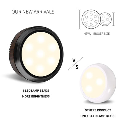 Leastyle Remote Control Led Puck Light, dimmable battery-operated Under Cabinet Light - 6 Pack Natural White