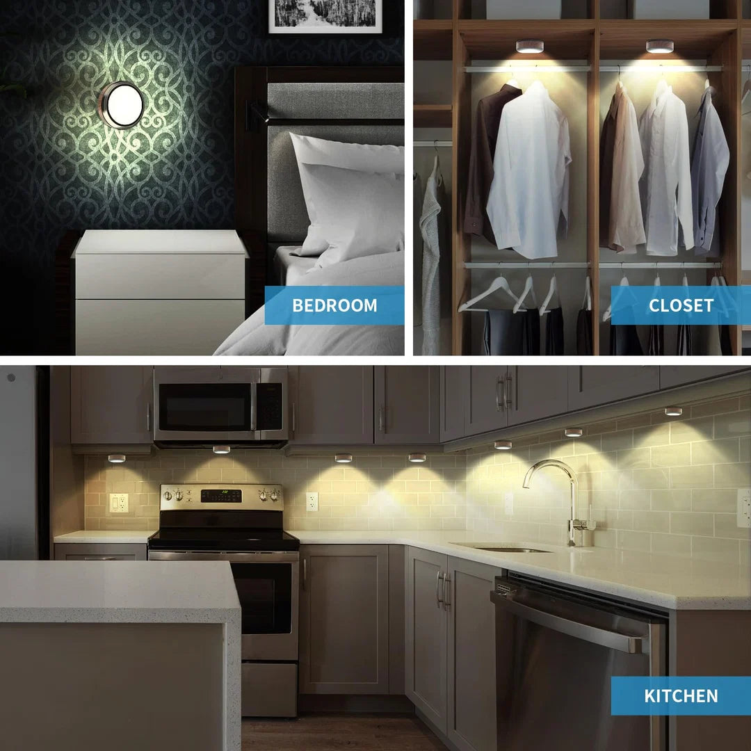 Leastyle Remote Control Led Puck Light, dimmable battery-operated Under Cabinet Light - 6 Pack Natural White
