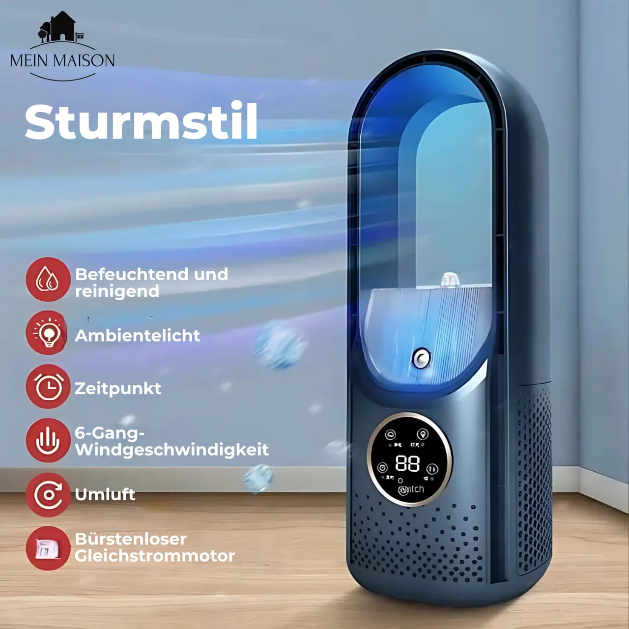AirCooler | Blade-less USB Fan with Timer &amp; Humidification | Quiet Design for Comfortable Cooling