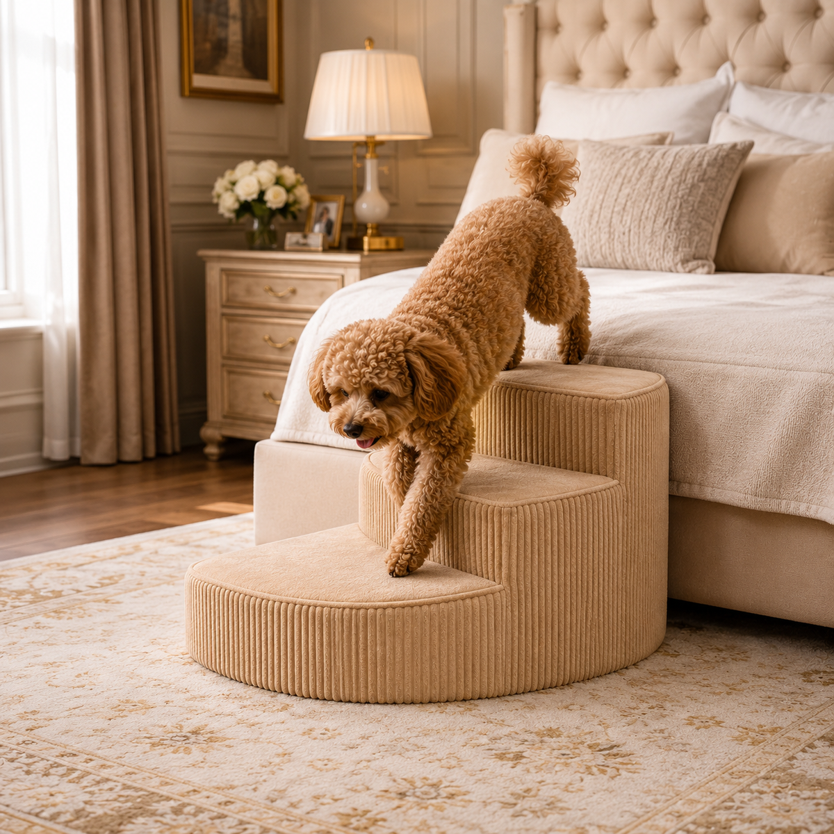 Comfort Steps | Orthopedic Dog Stairs for Bed with Non-Slip Foam Design | Space-Saving Solution for Pet Mobility