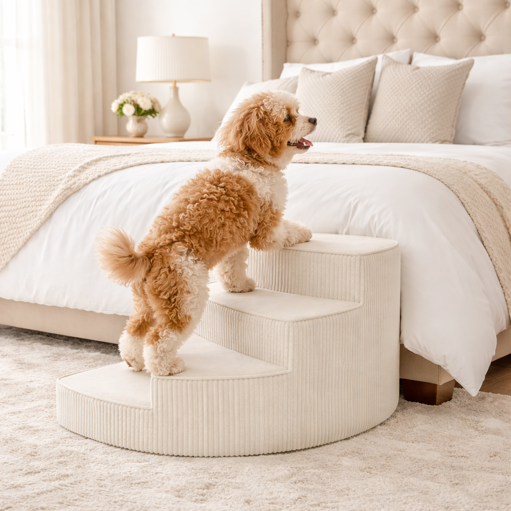 Comfort Steps | Orthopedic Dog Stairs for Bed with Non-Slip Foam Design | Space-Saving Solution for Pet Mobility