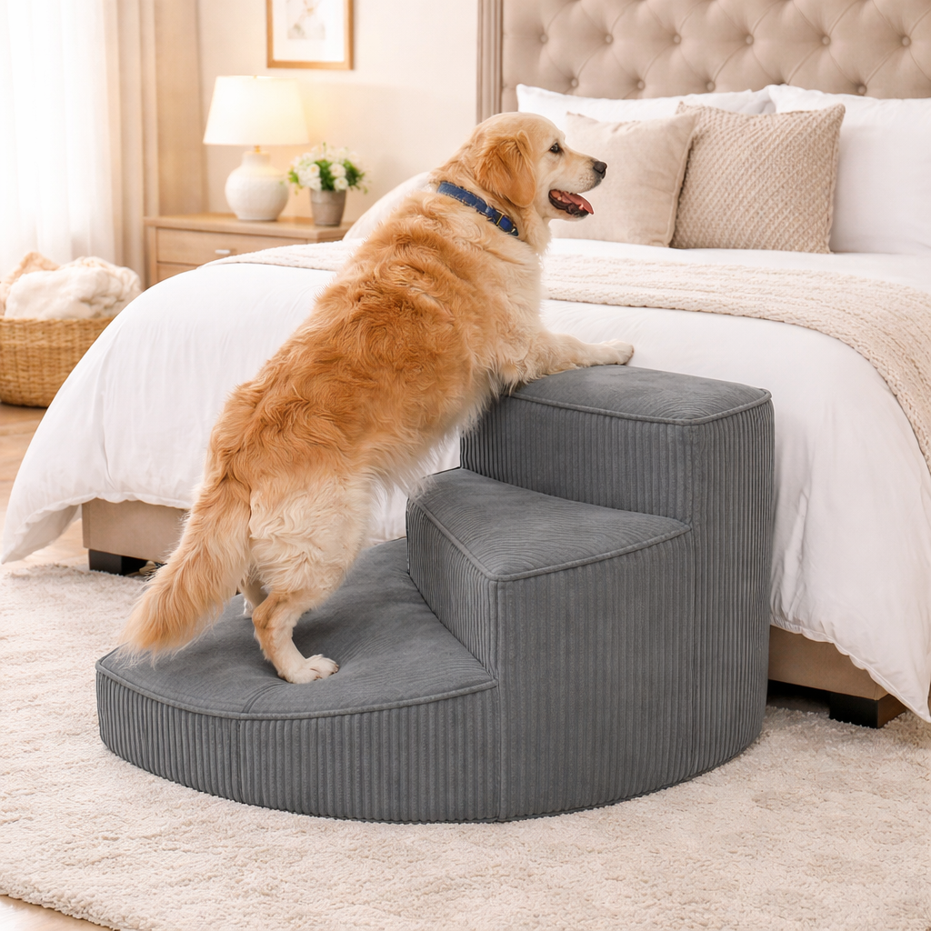 Comfort Steps | Orthopedic Dog Stairs for Bed with Non-Slip Foam Design | Space-Saving Solution for Pet Mobility