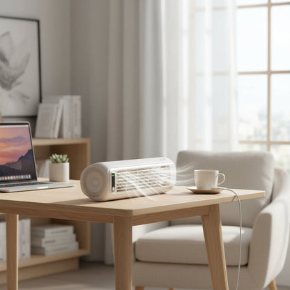 Compact Bladeless Portable Air Conditioner with Evaporative Cooling | Quiet Personal Fan for Home and Travel