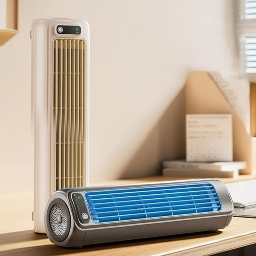 Compact Bladeless Portable Air Conditioner with Evaporative Cooling | Quiet Personal Fan for Home and Travel