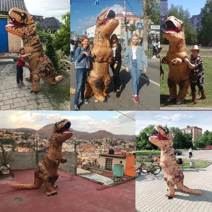 Halloween Costume for Adults, Inflatable Costume with Built In Blower Fan, Blow Up T Rex Dino Costume for Parties
