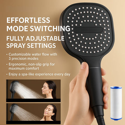 High-Pressure Filtered Shower Head with Turbo Boost and 3 Spray Modes