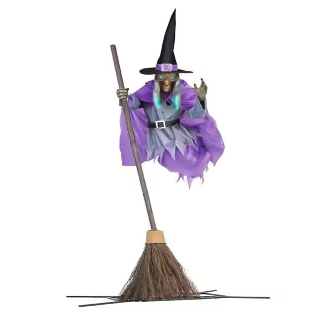 Halloween Decorations Outdoor, Outdoor Halloween Decor with 6 Foot Flying Witch, Spooky Halloween Yard Decor for Porch