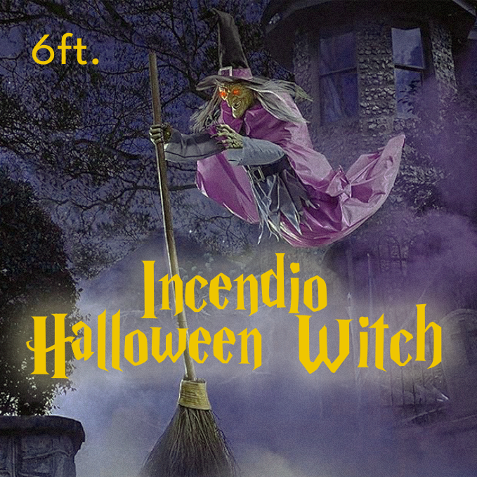 Halloween Decorations Outdoor, Outdoor Halloween Decor with 6 Foot Flying Witch, Spooky Halloween Yard Decor for Porch