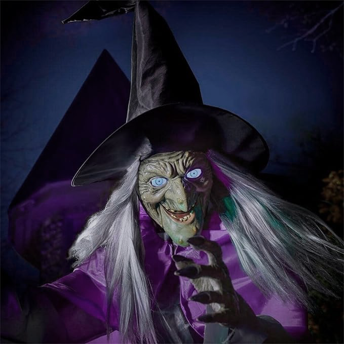 Halloween Decorations Outdoor, Outdoor Halloween Decor with 6 Foot Flying Witch, Spooky Halloween Yard Decor for Porch