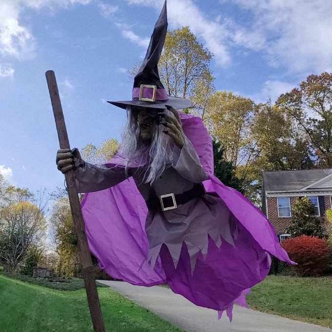 Halloween Decorations Outdoor, Outdoor Halloween Decor with 6 Foot Flying Witch, Spooky Halloween Yard Decor for Porch