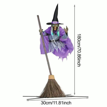 Halloween Decorations Outdoor, Outdoor Halloween Decor with 6 Foot Flying Witch, Spooky Halloween Yard Decor for Porch