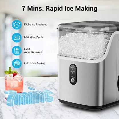 Effortless Nugget Ice Maker | Self-Cleaning Countertop Machine for Soft Chewable Ice