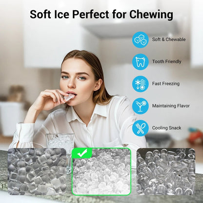 Effortless Nugget Ice Maker | Self-Cleaning Countertop Machine for Soft Chewable Ice