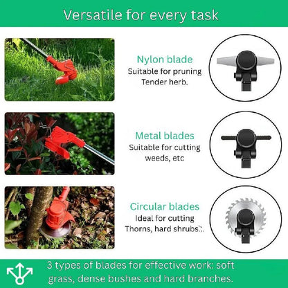 Garden Pro | 21V Cordless Brush Cutter with Adjustable Handle &amp; 90° Rotatable Head for Effortless Trimming