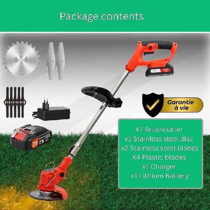 Garden Pro | 21V Cordless Brush Cutter with Adjustable Handle &amp; 90° Rotatable Head for Effortless Trimming