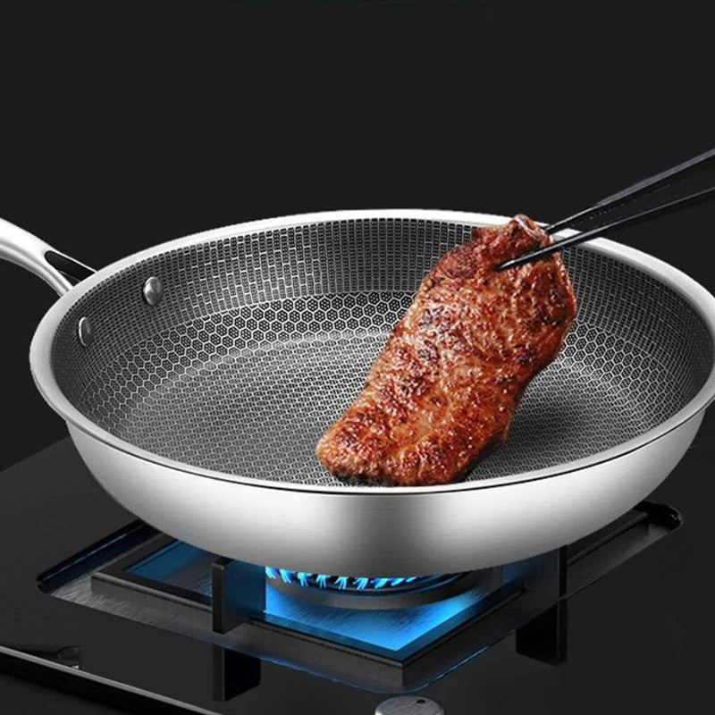 Premium Stainless Steel Frying Pan with Non-Stick Pixel Technology – Perfect for Healthy Frying 11.8" x 11.8"