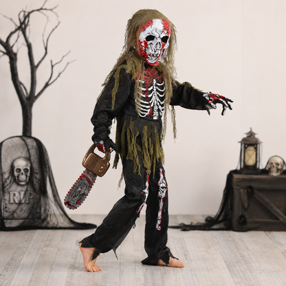 Halloween Skeleton Zombie Costume Set with Mask | Spooky Look for Kids