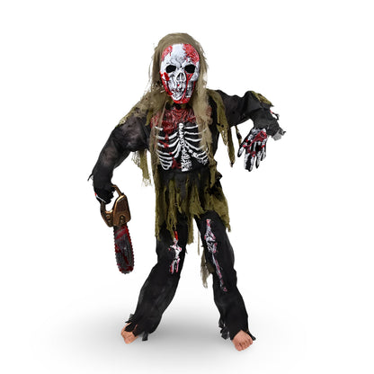 Halloween Skeleton Zombie Costume Set with Mask | Spooky Look for Kids