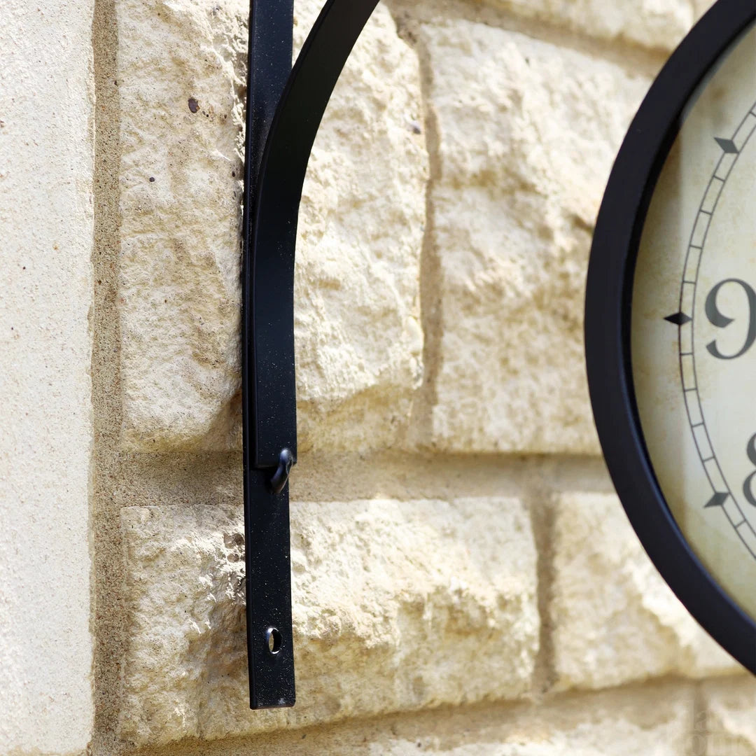 Black Double Sided Railway Outdoor Clock