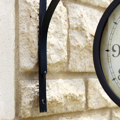 Black Double Sided Railway Outdoor Clock