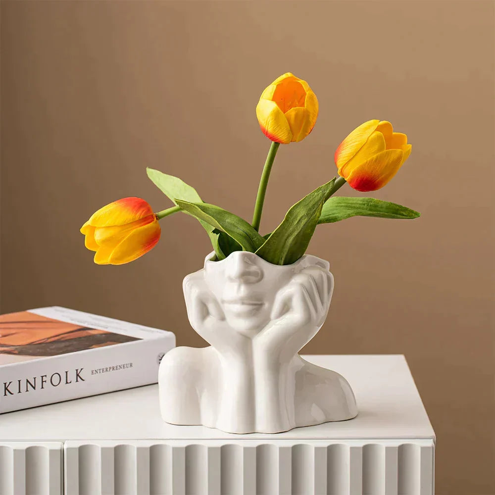 "Unique and Modern Ceramic Vase, Decorative Flower Vase for Living Room and Office" | Bowlift