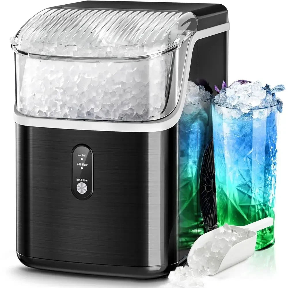 Nugget Ice Maker | Portable Countertop Ice Machine with Self-Cleaning Function | Compact Design for Quick Ice Production